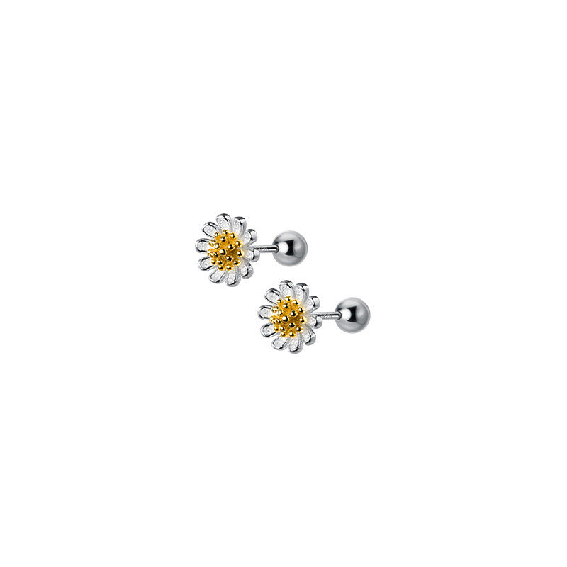 Veile Studios S925 Silver Daisy Flower Earrings For Women Simple Korean Fashion Jewellery