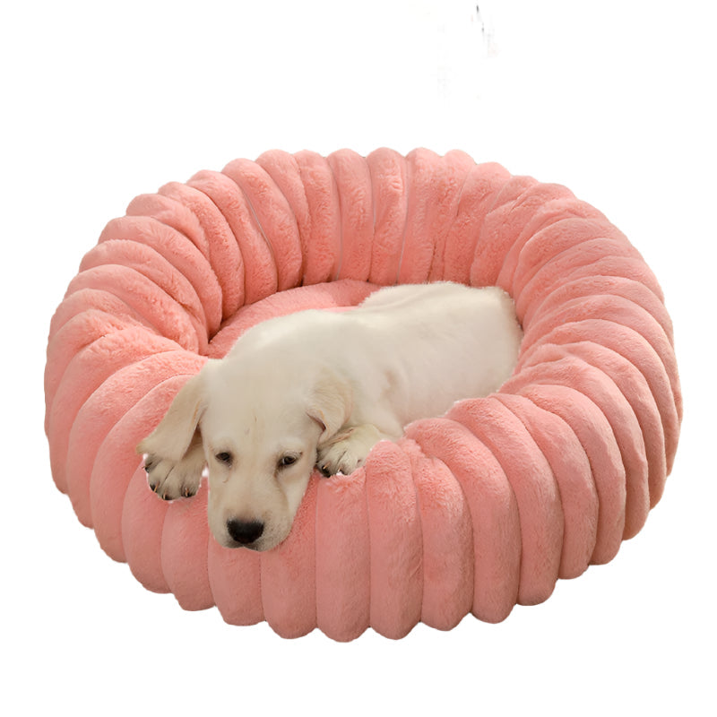 Pet Kennels Long Plush Round Cat Nest Winter Warm Dog Beds Super Soft Mat Sofa