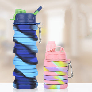 Collapsible Water Bottle Leakproof Fold Silicone Cute Bottles Kids Cup With Straw