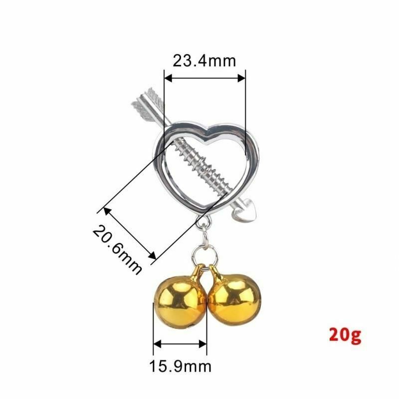 Cupid' Arrow Gold Bell Stainless Steel Nipple Clamps Bdsm Bondage Restraints