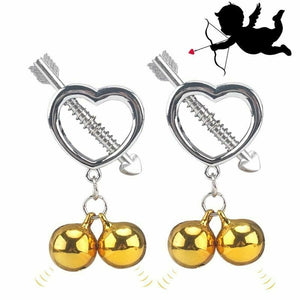 Cupid' Arrow Gold Bell Stainless Steel Nipple Clamps Bdsm Bondage Restraints