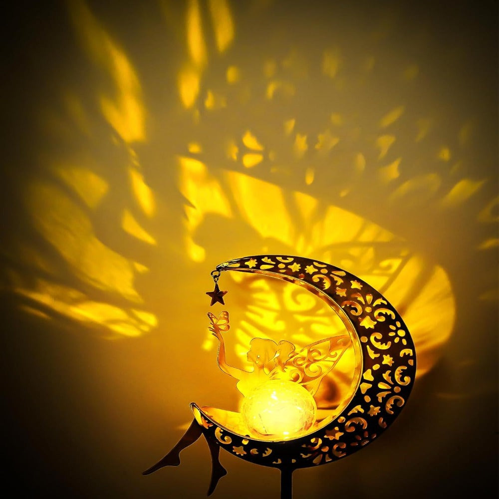 Solar Moon Fairy Lamp Outdoor Garden Iron Art