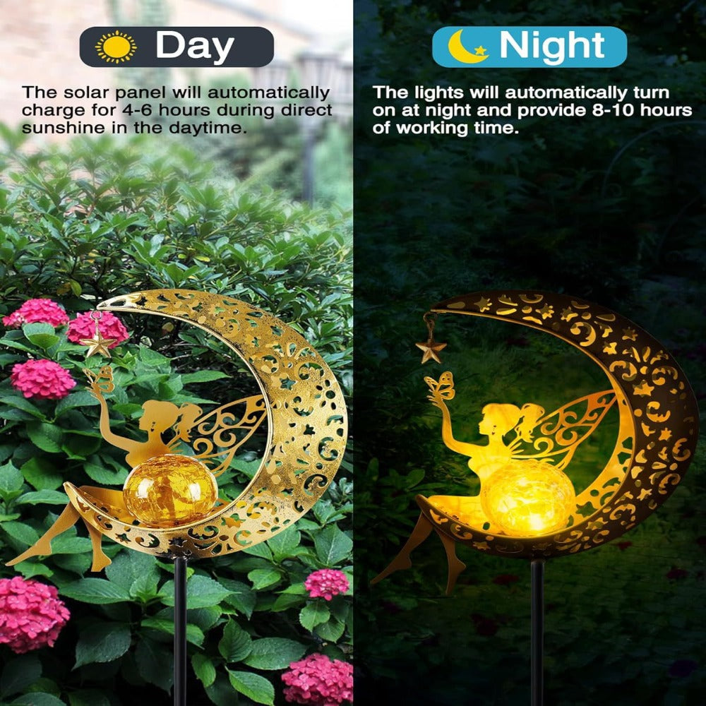 Solar Moon Fairy Lamp Outdoor Garden Iron Art