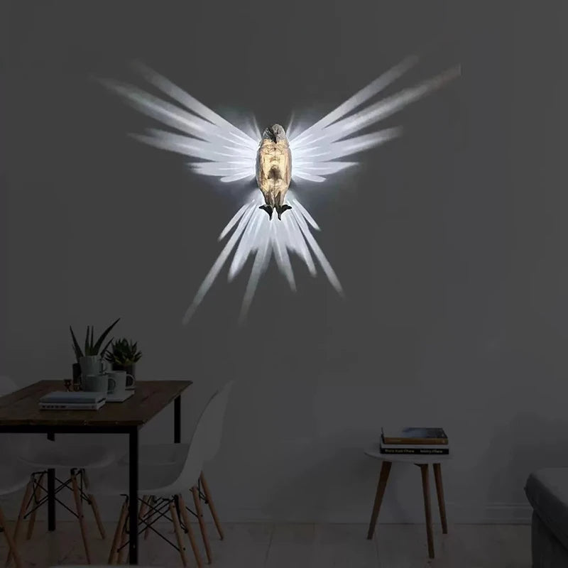 Modern Creative Bird Wall Lamp Owl Eagle Shape Projector Atmosphere Sconce Light