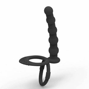 House Of Dasein Black Double Penetration Cock Ring Strapon Anal Beads Dildo Butt Plug