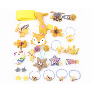 24Pcs Children's Hair Ornament Girl's Butterfly Tie Cartoon Clip Headdress Set A