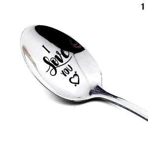 Valentine's Day Gift Stainless Steel Long Handle Spoon With Love Quotes