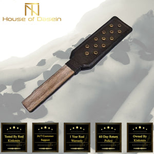 House Of Dasein Vintage Leather Bronze Studded Spanking Paddle Bdsm Impact Play