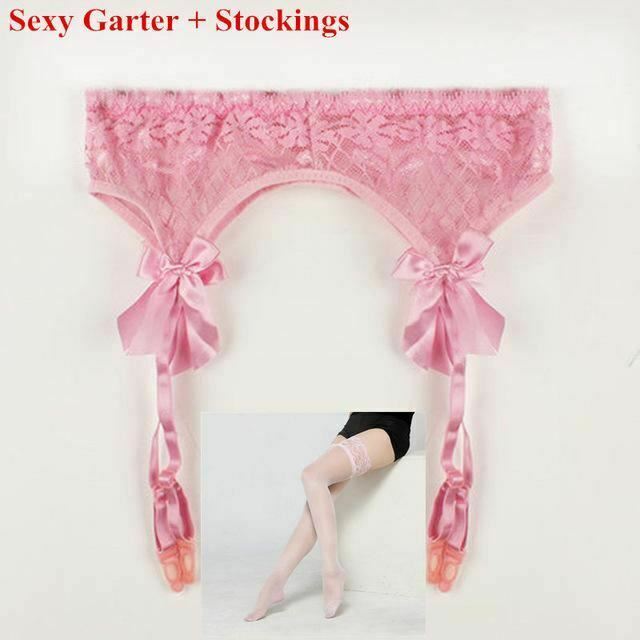 Lace Top Stockings Plus Garter Belt Women Erotic Lingerie Hosiery Bdsm Fetish