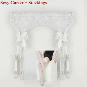 Lace Top Stockings Plus Garter Belt Women Erotic Lingerie Hosiery Bdsm Fetish