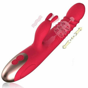 Heating Rabbit Vibrator Rechargeable Waterproof G Spot Clit Stimulator