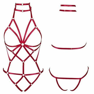 Red Elastic Sexy Harness Bondage Body Cage Accessories Erotic Lingerie Women Bdsm