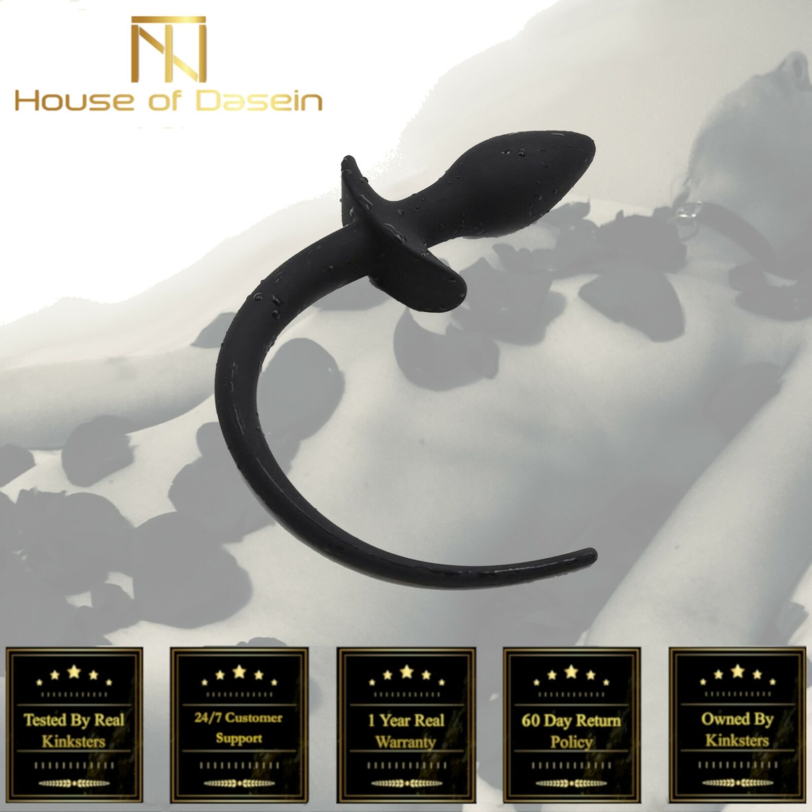 House Of Dasein Black Silicone Puppy Tail Anal Plug Pet Play Bondage Kink Bdsm Fetish Restraints