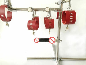 Stainless Steel Bondage Frame Torture Device Leather Bdsm With Dildo Sex Furniture