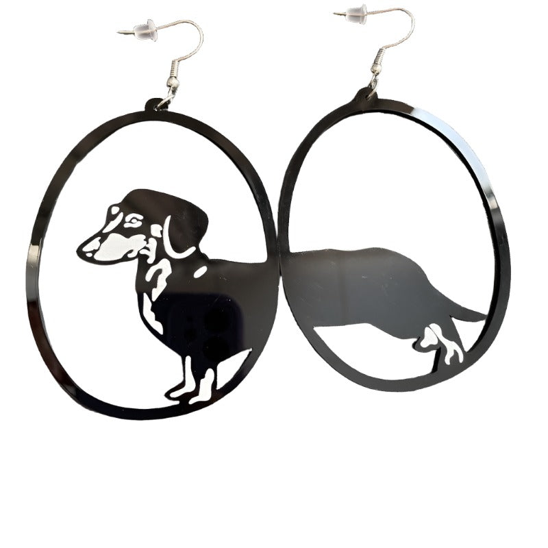 Veile Studios Acrylic Dangle Earrings Round Asymmetric Black Animals Drop Jewellery