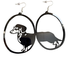 Veile Studios Acrylic Dangle Earrings Round Asymmetric Black Animals Drop Jewellery