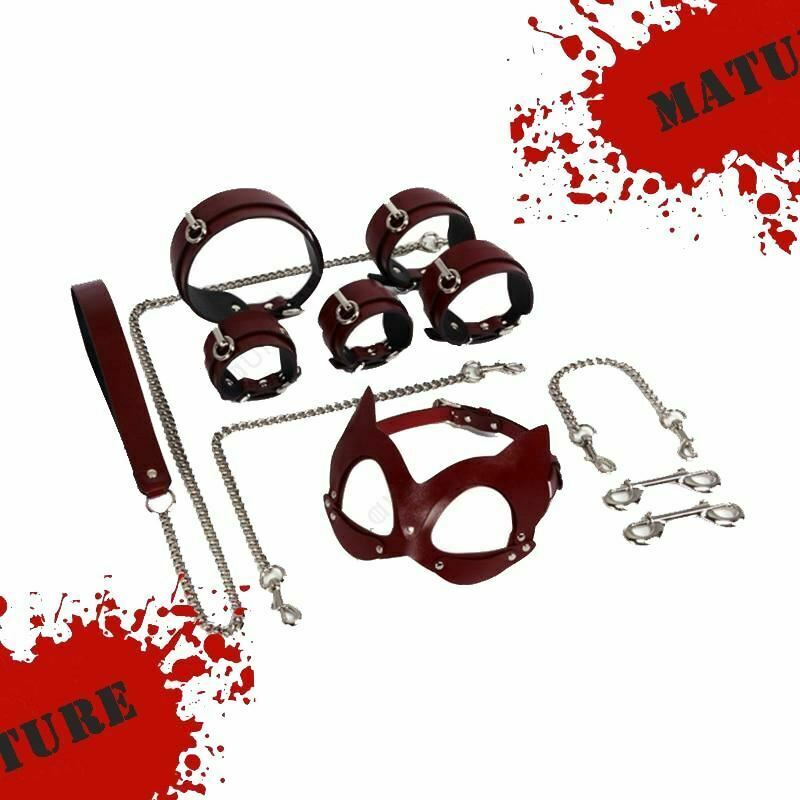 House Of Dasein Genuine Leather Bondage Bdsm Luxury Restraints Kit Kitten Mask Leash