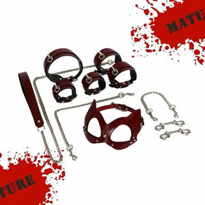 House Of Dasein Genuine Leather Bondage Bdsm Luxury Restraints Kit Kitten Mask Leash