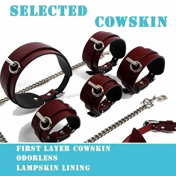 House Of Dasein Genuine Leather Bondage Bdsm Luxury Restraints Kit Kitten Mask Leash