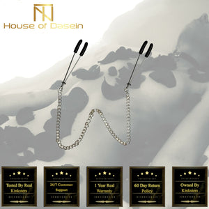 House Of Dasein Chain Nipple Clamps Adjustable Breast Play Bondage Kink Bdsm Fetish Restraints