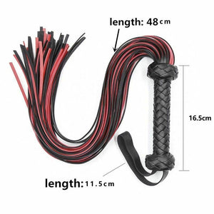 Black Red Flogger Spanking Toy Impact Play Bondage Kink Bdsm Fetish Restraints