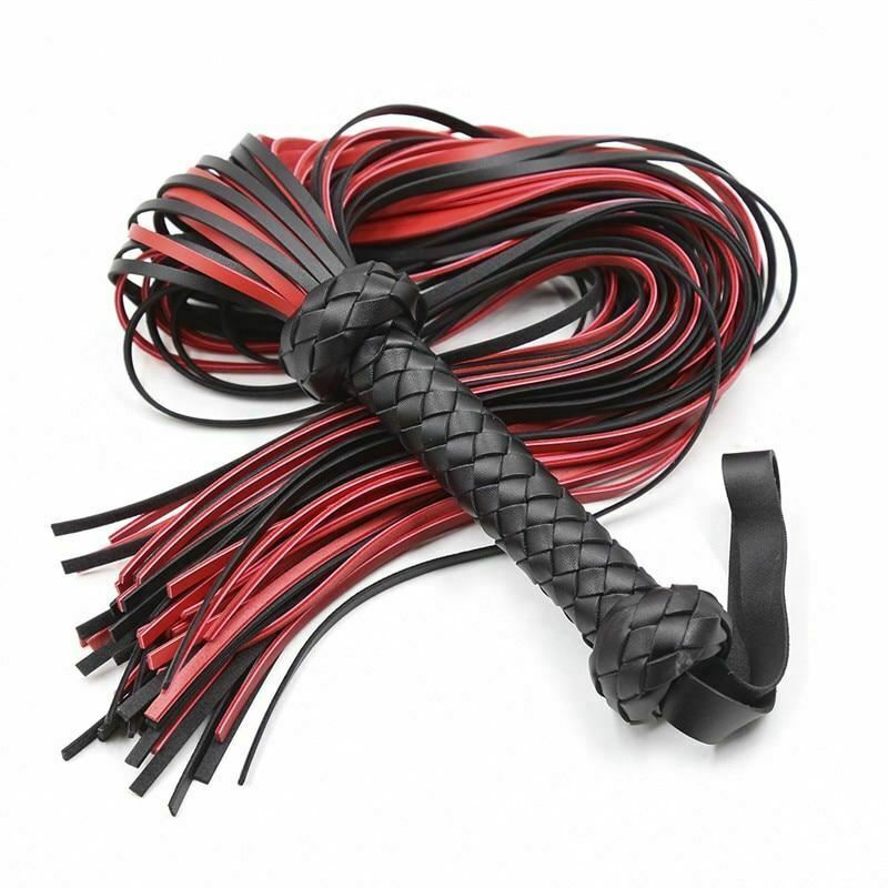 Black Red Flogger Spanking Toy Impact Play Bondage Kink Bdsm Fetish Restraints