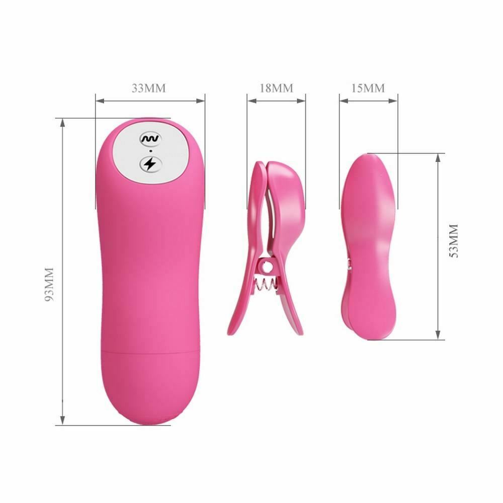 Pink Electric Shock Nipple Clamps Vibrator Electro Sex Stimulation Bdsm