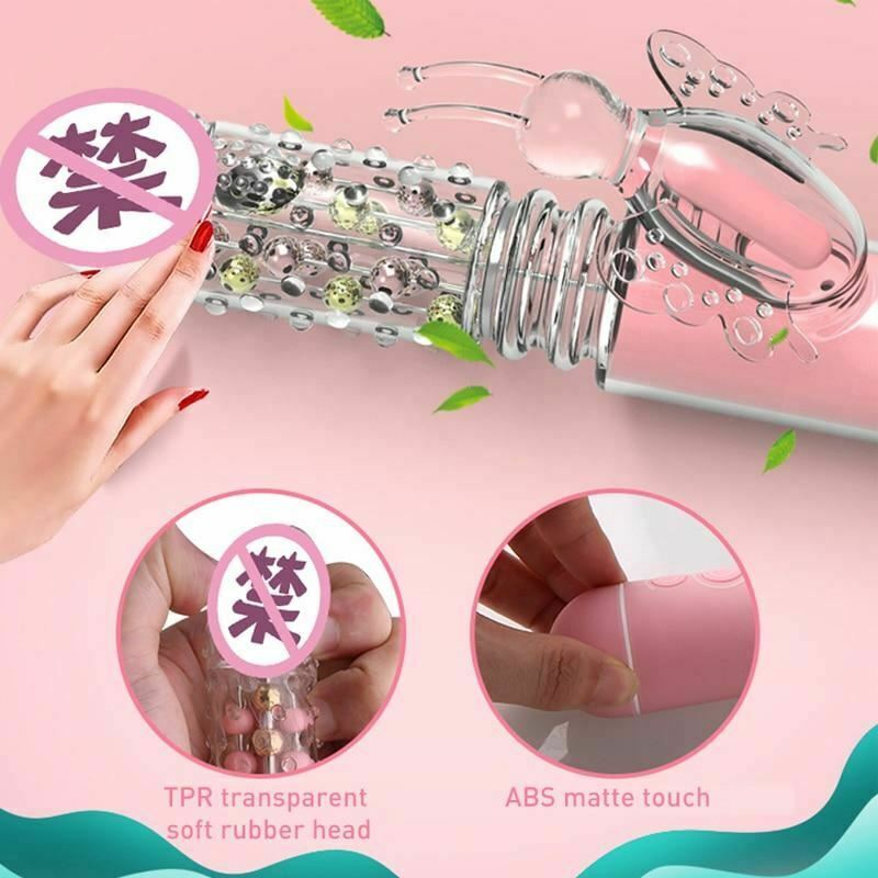 Butterfly Rabbit Vibrator Telescopic Thrusting Rotating Beads Clit Stimulator