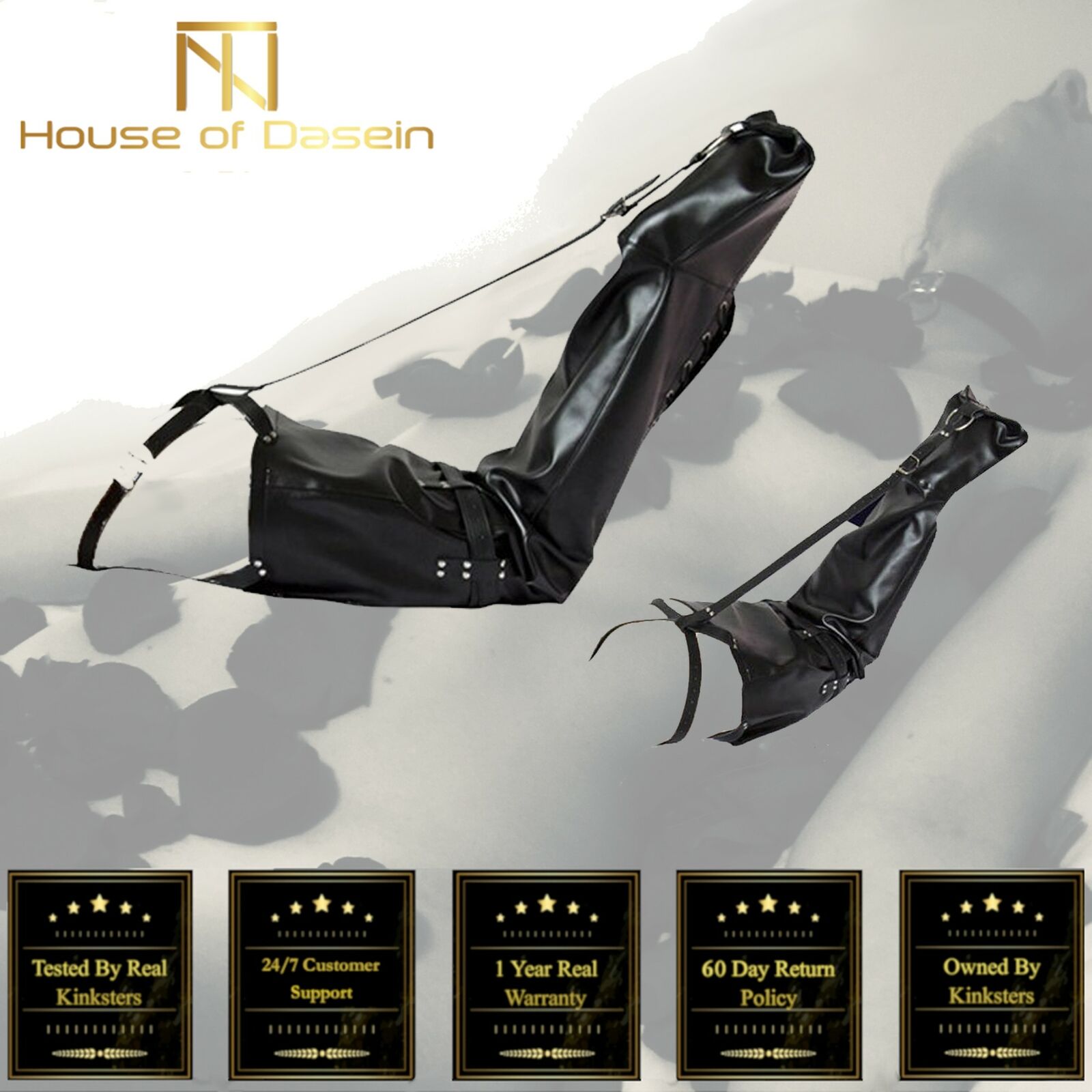 Black Leather Leg Binder Mermaid Bondage Kink Bdsm Fetish Restraints