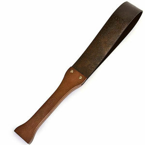 House Of Dasein Vintage Bronze Leather Spanking Paddle Real Wooden Handle Impact Toy