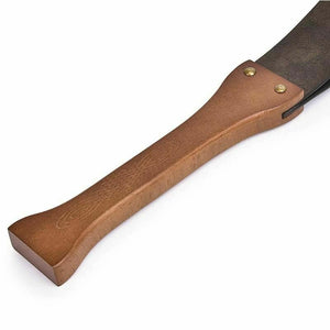 House Of Dasein Vintage Bronze Leather Spanking Paddle Real Wooden Handle Impact Toy