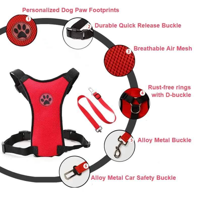 Adjustable Dog Harness With Seat Belt Strap