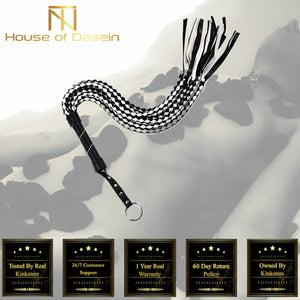 88Cm Black White Woven Flogger Bdsm Spanking Play Sex Whip