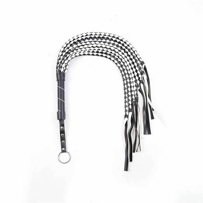 88Cm Black White Woven Flogger Bdsm Spanking Play Sex Whip