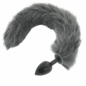 Grey Long Fox Kitten Puppy Tail Butt Plug Bdsm Pet Play Fetish