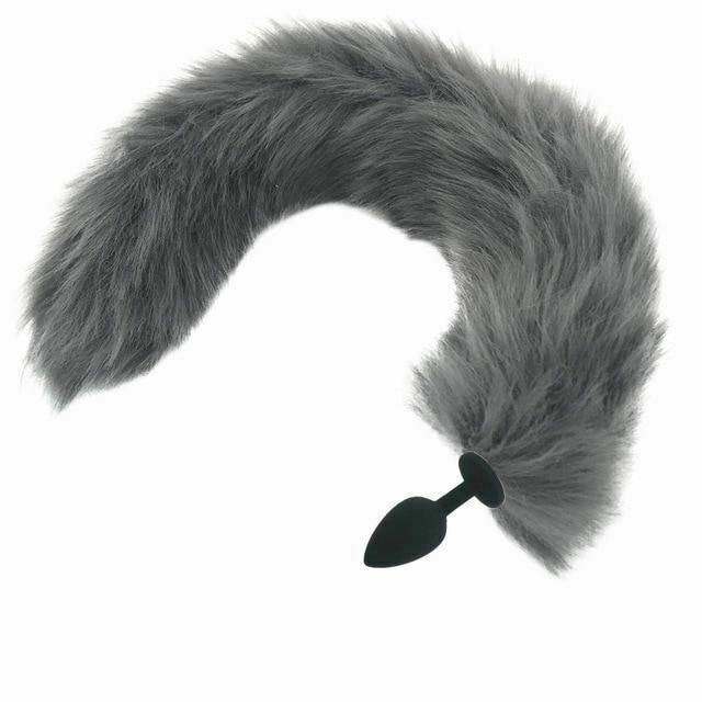 House Of Dasein Grey Long Fox Kitten Puppy Tail Butt Plug Bdsm Pet Play Fetish