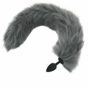 House Of Dasein Grey Long Fox Kitten Puppy Tail Butt Plug Bdsm Pet Play Fetish