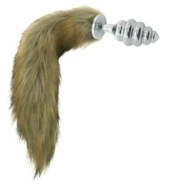 House Of Dasein Brown Fox Tail Stainless Steel Anal Butt Plug Pet Play Bdsm