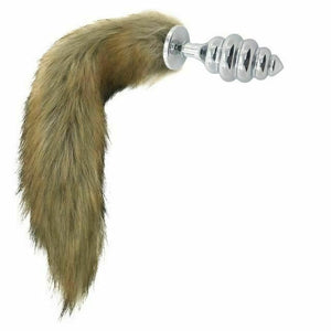 House Of Dasein Brown Fox Tail Stainless Steel Anal Butt Plug Pet Play Bdsm