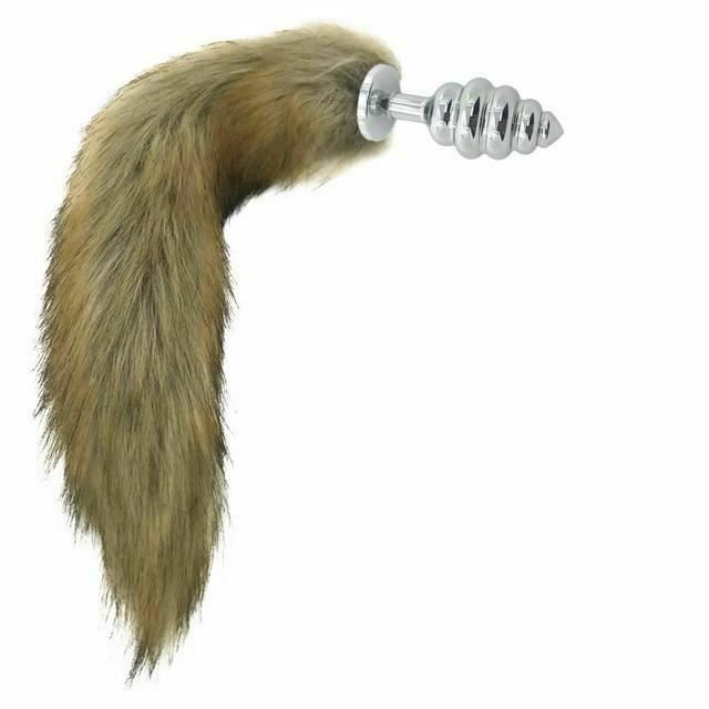 House Of Dasein Brown Fox Tail Stainless Steel Anal Butt Plug Pet Play Bdsm