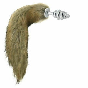 House Of Dasein Brown Fox Tail Stainless Steel Anal Butt Plug Pet Play Bdsm