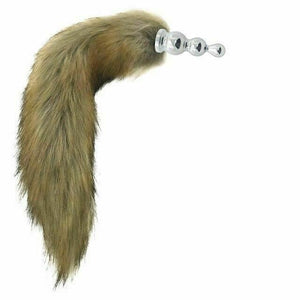 House Of Dasein Brown Fox Tail Stainless Steel Anal Butt Plug Pet Play Bdsm