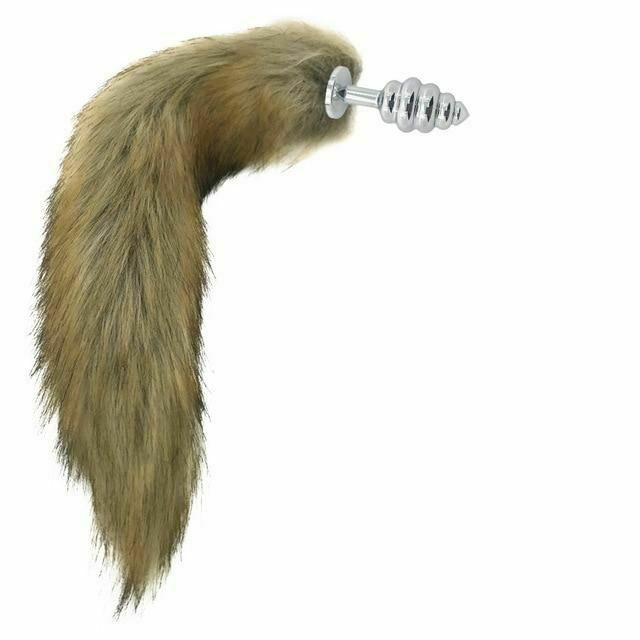 House Of Dasein Brown Fox Tail Stainless Steel Anal Butt Plug Pet Play Bdsm