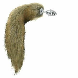House Of Dasein Brown Fox Tail Stainless Steel Anal Butt Plug Pet Play Bdsm