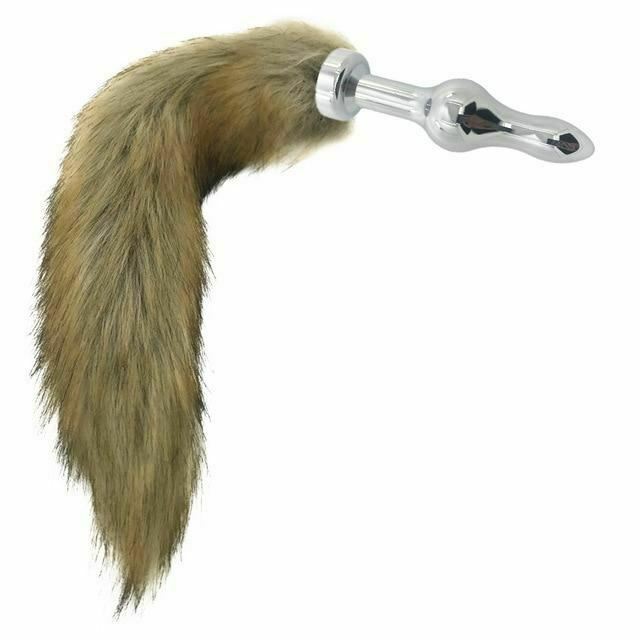 House Of Dasein Brown Fox Tail Stainless Steel Anal Butt Plug Pet Play Bdsm
