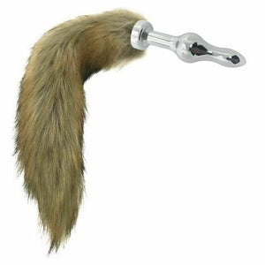 House Of Dasein Brown Fox Tail Stainless Steel Anal Butt Plug Pet Play Bdsm