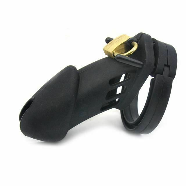 Soft Silicone Male Locking Chastity Device Penis Cage Cock Rings