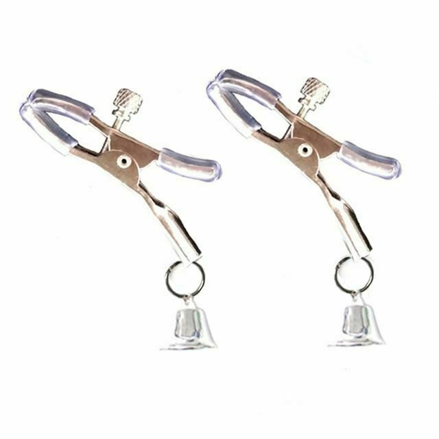 Sexy Adjustable Nipple Clamps With Silver Bells Breast Clips Bdsm Kink Fetish