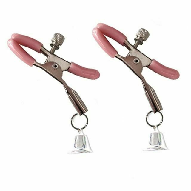 Sexy Adjustable Nipple Clamps With Silver Bells Breast Clips Bdsm Kink Fetish