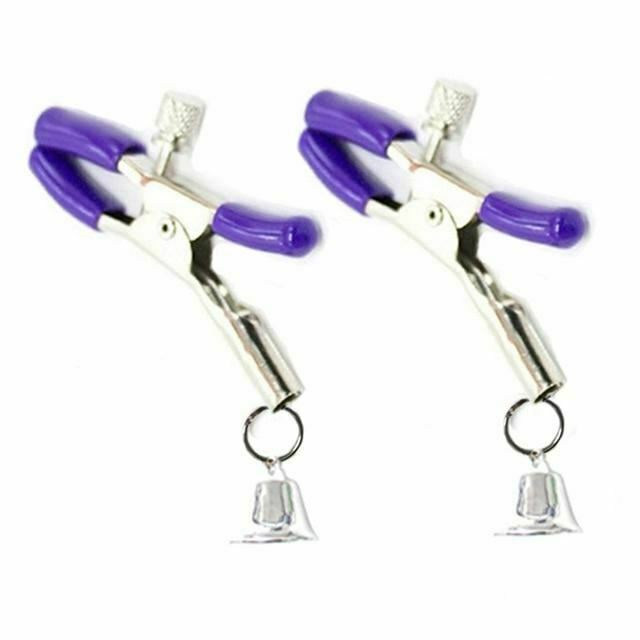 Sexy Adjustable Nipple Clamps With Silver Bells Breast Clips Bdsm Kink Fetish